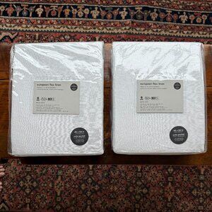 West Elm European Flax Linen Curtains - White with Blackout 48x84